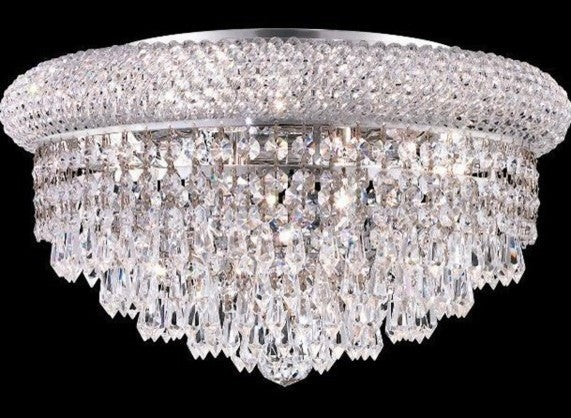 Elegant Primo Flush Mount, Chrome Finish With Royal Cut Crystal