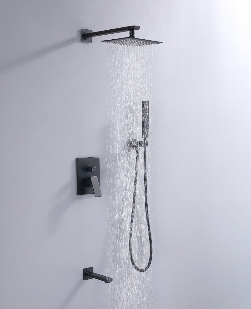 Alam Empolo 8" Wall mount Rain Shower Set, Black
