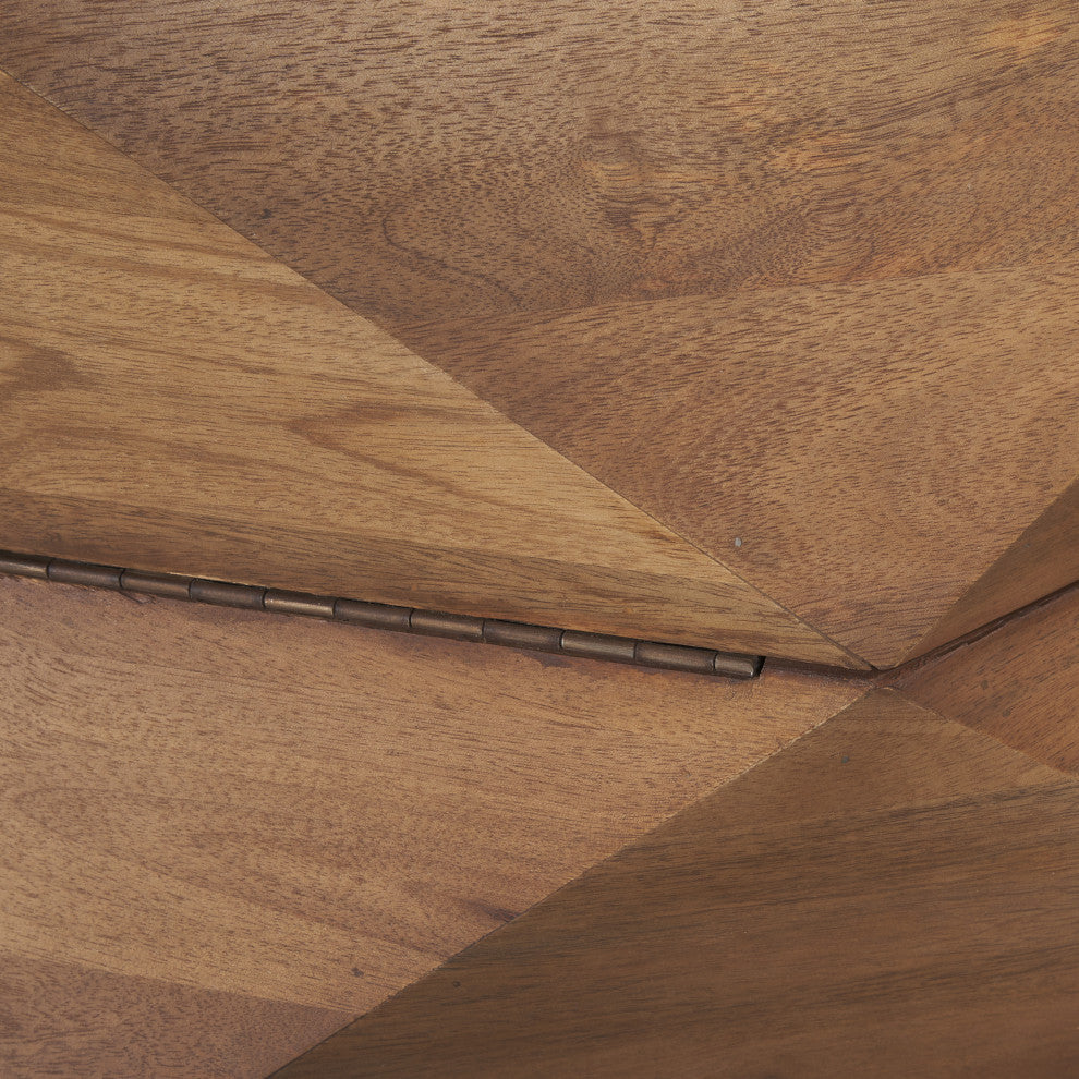 Arreto Hexagonal Hinged Solid Wood Top and Base Coffee Table