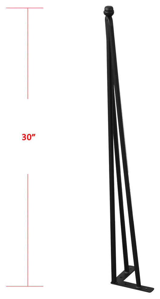 Serenta Hairpin Metal Table Legs, 4-Piece Set, Black, 30"