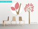 Modern Tree Fabric Wall Decal With Patterned Leaves, Red