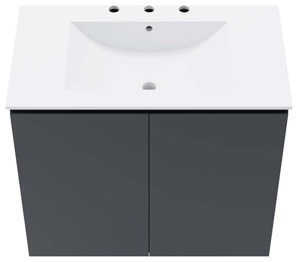 Bryn 30" Wall-Mount Bathroom Vanity, Gray White