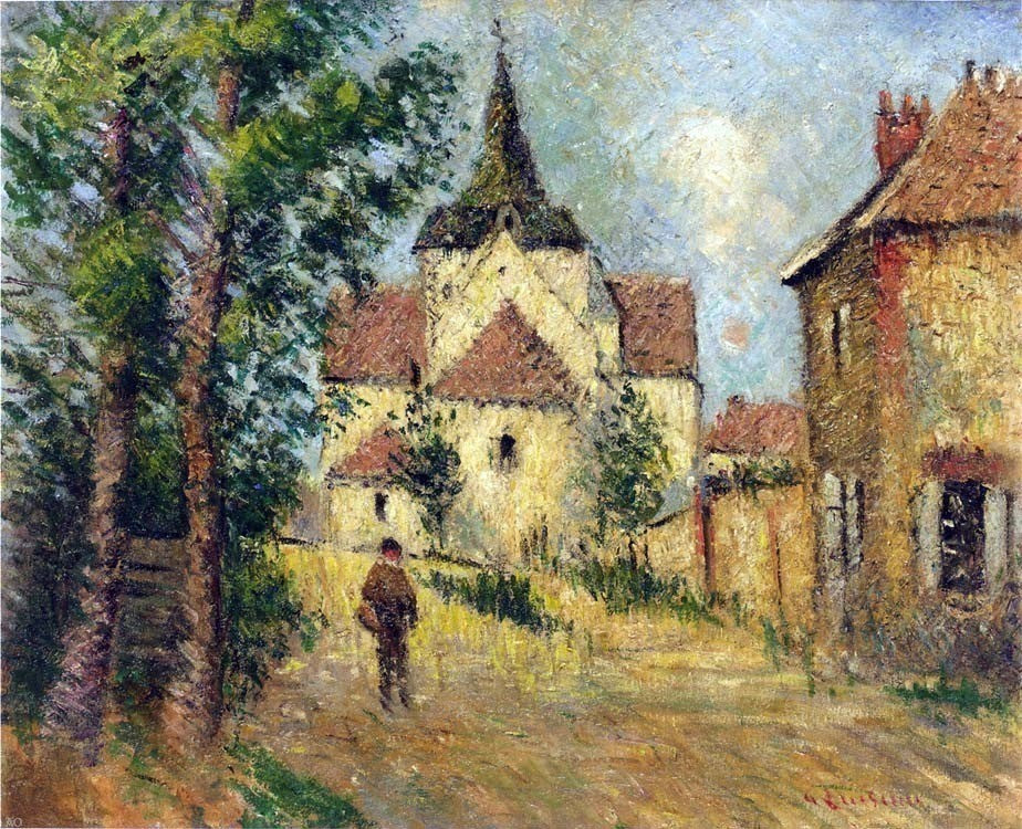 Gustave Loiseau A Village Street Premium Canvas Print