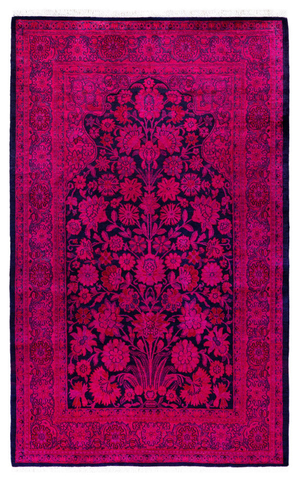 Overdyed One-of-a-Kind Hand-Knotted Area Rug Pink, 4' 1" x 6' 4"