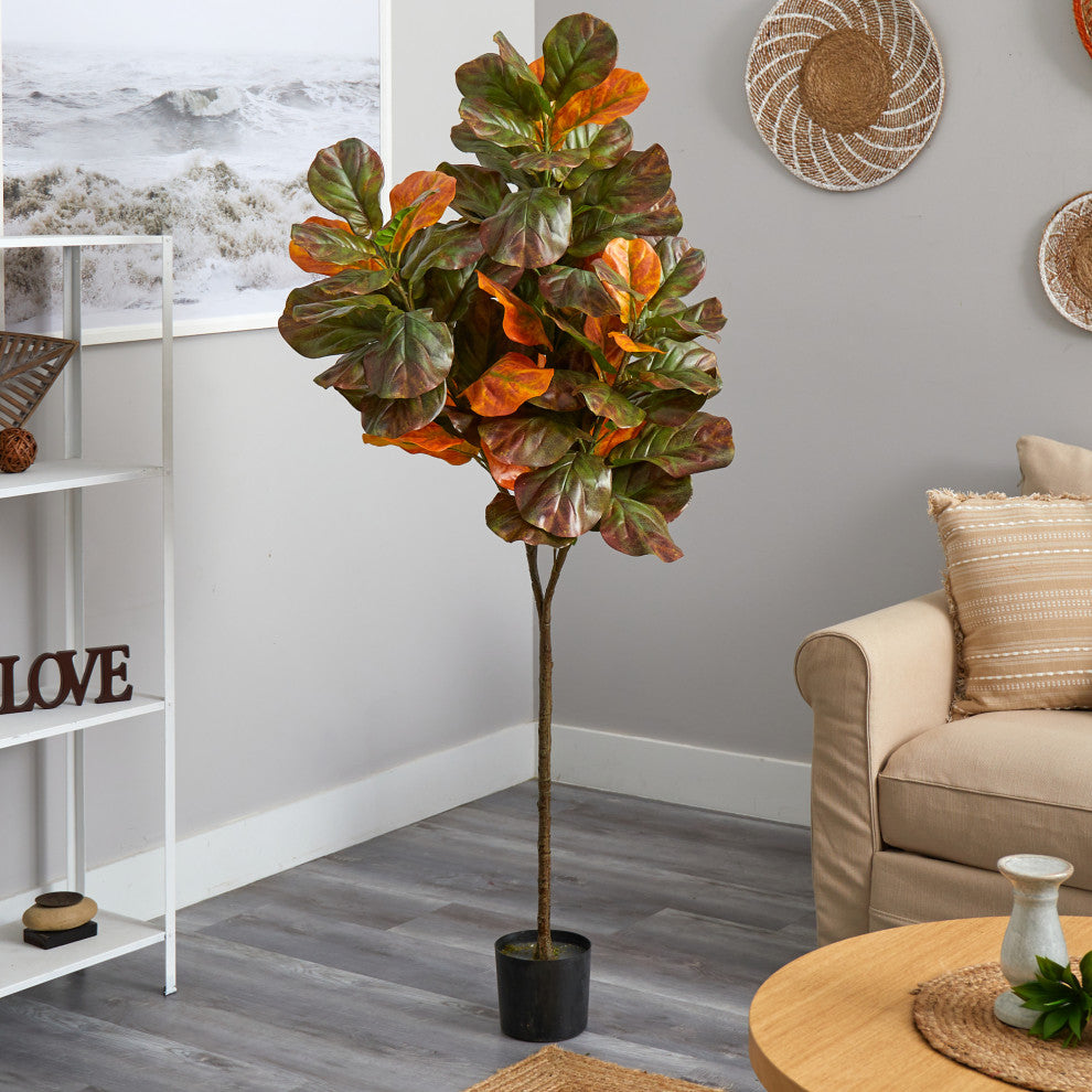 6' Autumn Fiddle Leaf Artificial Tree