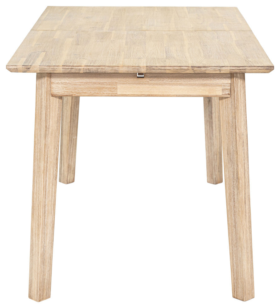 Gia 55-71" Solid Acacia Small Extension Dining Table, Gray Wash