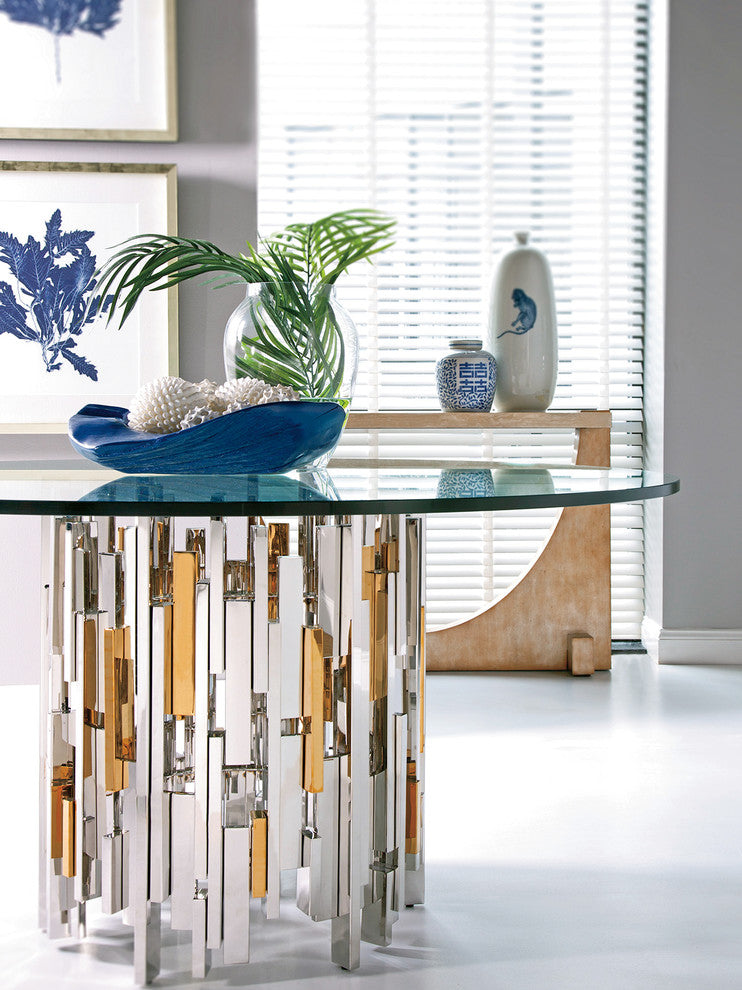 Cityscape Round Dining Table With Glass Top