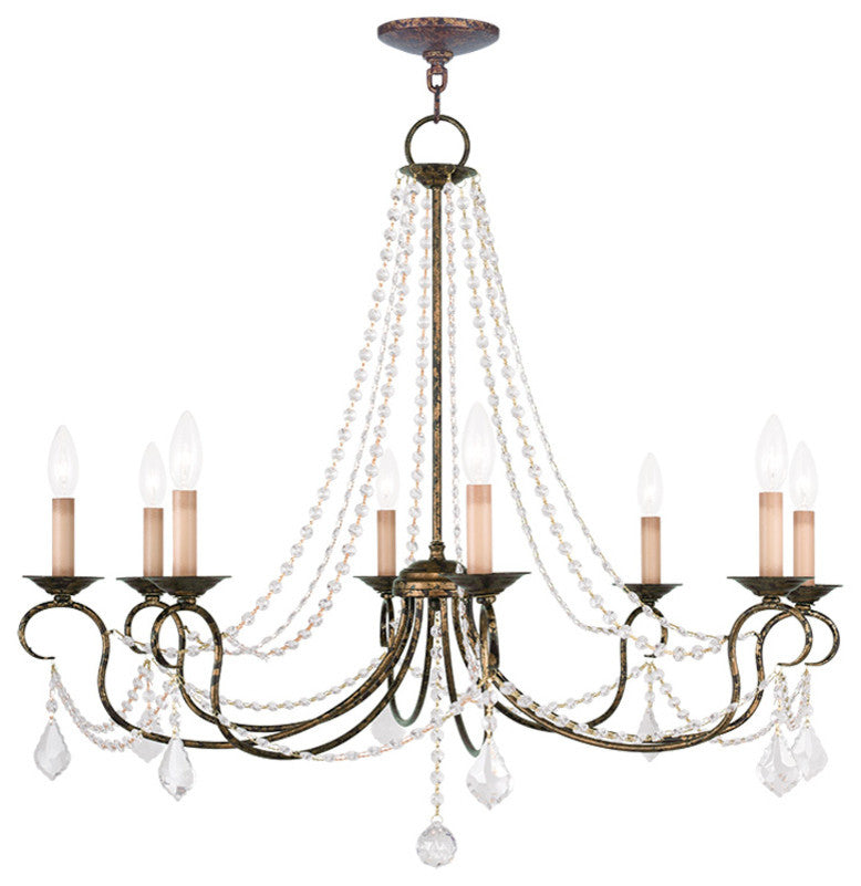 Pennington Chandelier, Hand-Applied Venetian Golden Bronze