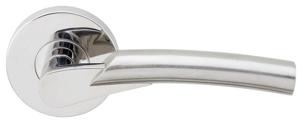 Phoenix Lever, Tubular Privacy, Split Finish Polished/Satin Stainless Steel