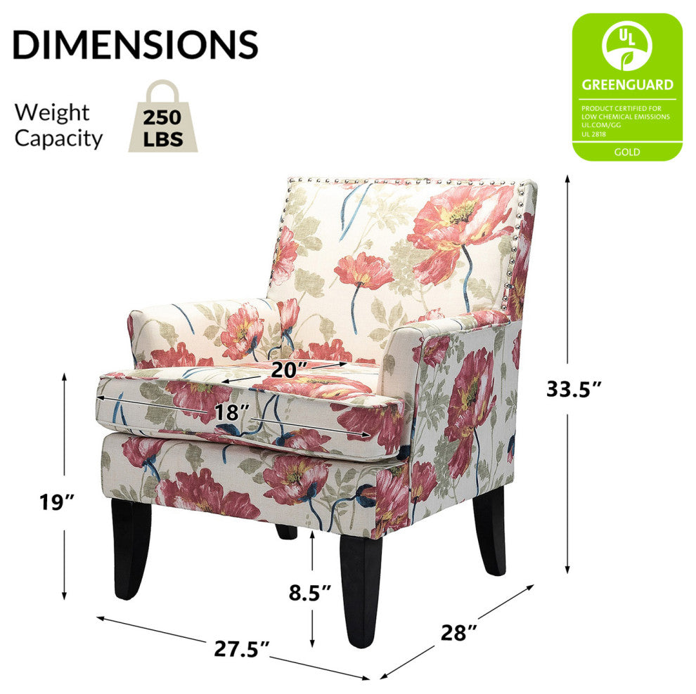 Herrera Classic Armchair With Pattern, Pink Floral