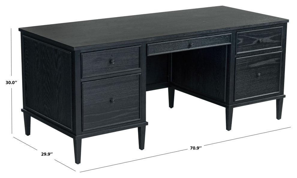 Safavieh Couture Ariella 5 Drawer Wood Desk, Black