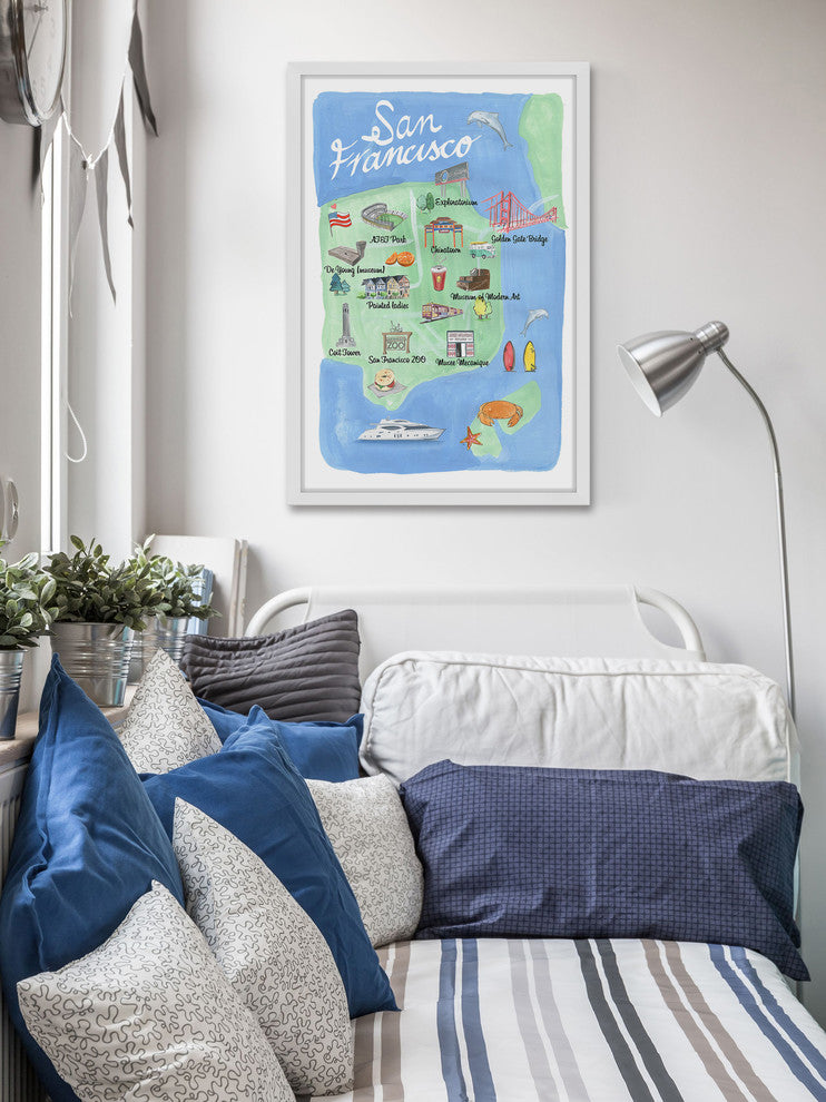 "San Francisco Site Map" Framed Painting Print, 16x24