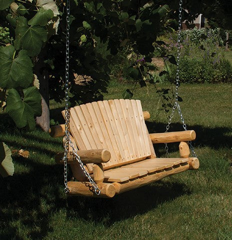White Cedar Log Child's Outdoor Porch Swing With Chains