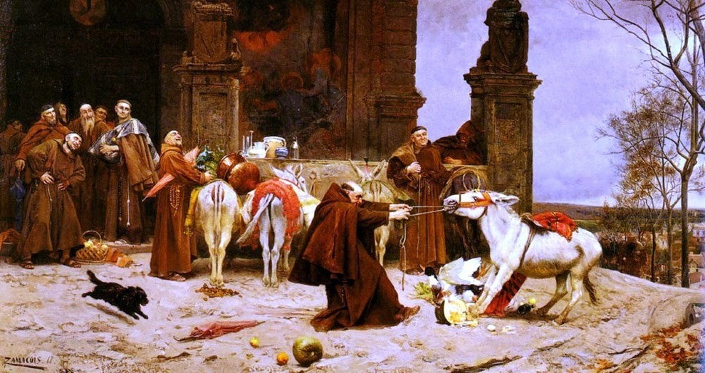 Eduardo Zamacois Y Zabala Taming The Donkey - 15" x 30" Premium Canvas Print