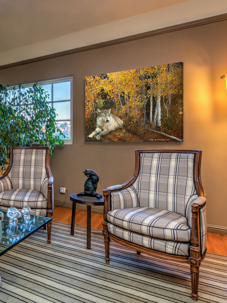 "Wolf Repose Aspen" Painting Print on Canvas by Chris Vest