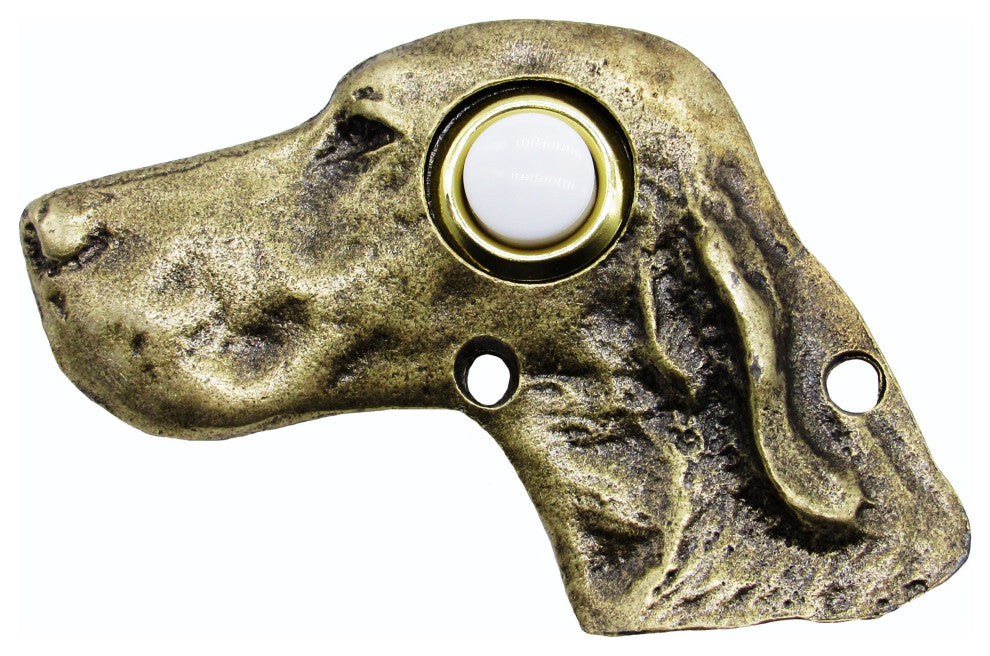 Dog Head Door Bell, Antique Brass