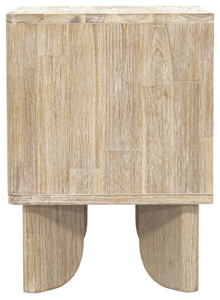 Haru 2-Drawer Acacia Nightstand, Beige
