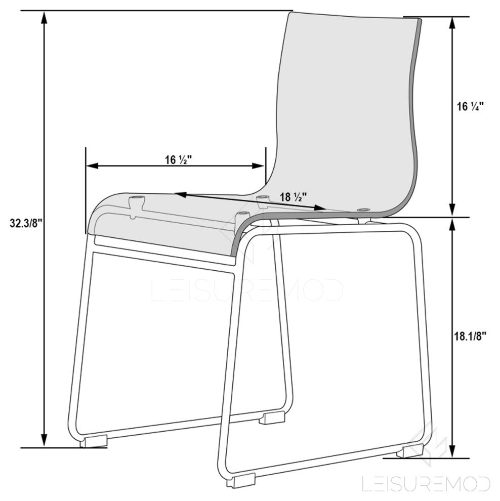 LeisureMod Lima Lucite Acrylic Dining Side Chairs, Set of 4, Clear