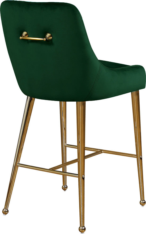 Owen Velvet Upholstered Stool (Set of 2), Green
