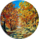 Bright Day In Autumn Forest, Landscape Disc Metal Wall Art, 23"