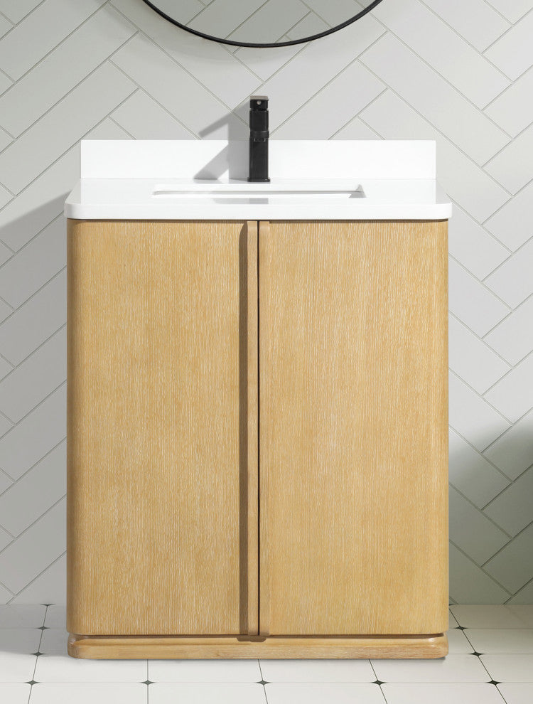 Lucas Bathroom Vanity, Washed Oak, 30", Single Sink, Freestanding
