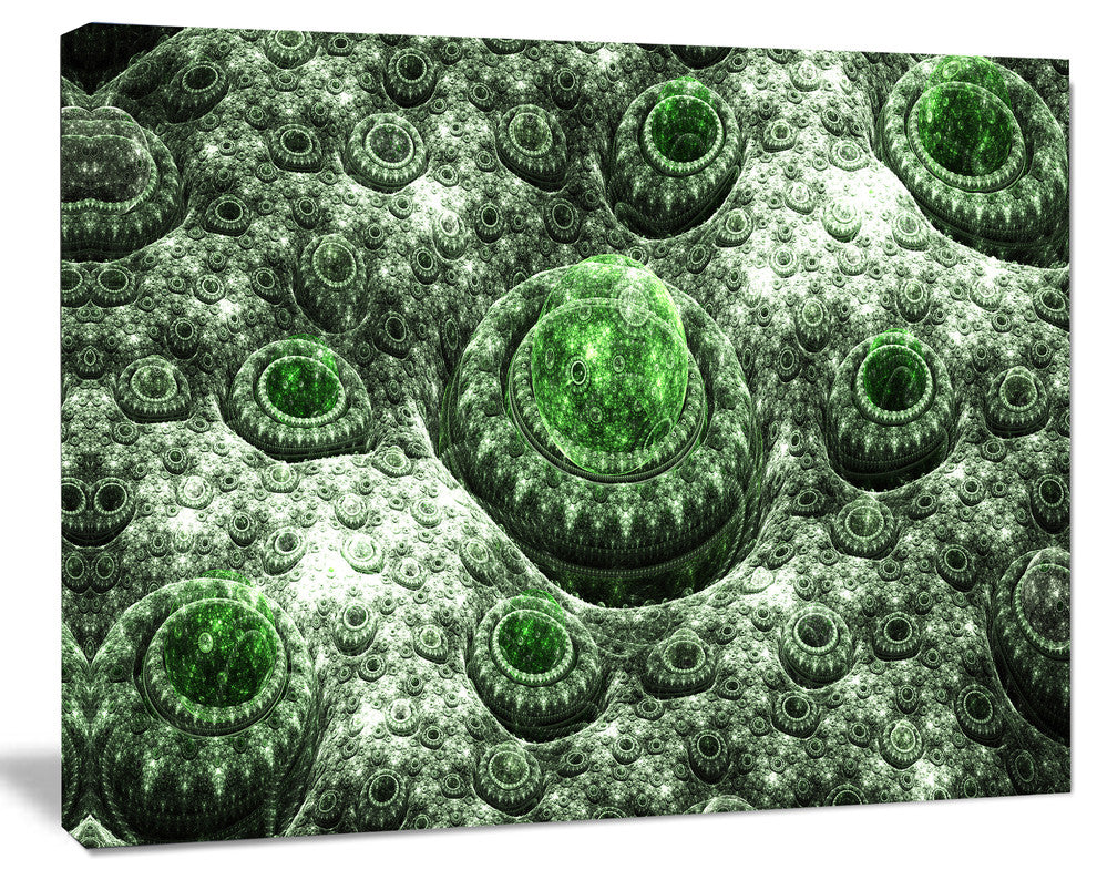 Exotic Green Fractal Landscape, Abstract Wall Art Canvas, 20x12
