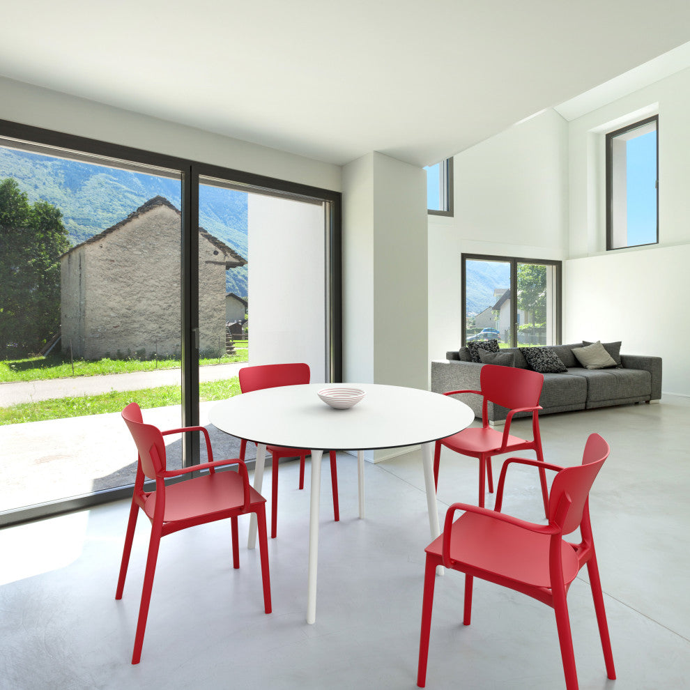 Lisa Outdoor Dining Arm Chair, Set of 2, Red