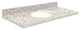 Quartz 37"x19" Vanity Top, Single Faucet Hole, Almond Delite, White Bowl