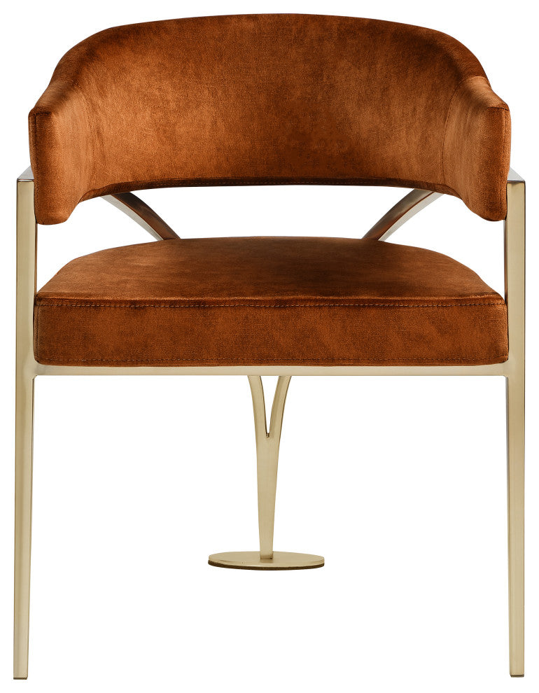 Madelyn Upholstered Dining Chair, Set of 2, Cognac, Velvet, Gold Finish