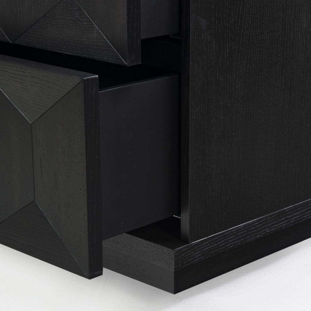 Safavieh Couture Deziree Wood 2 Drawer Nightstand, Black