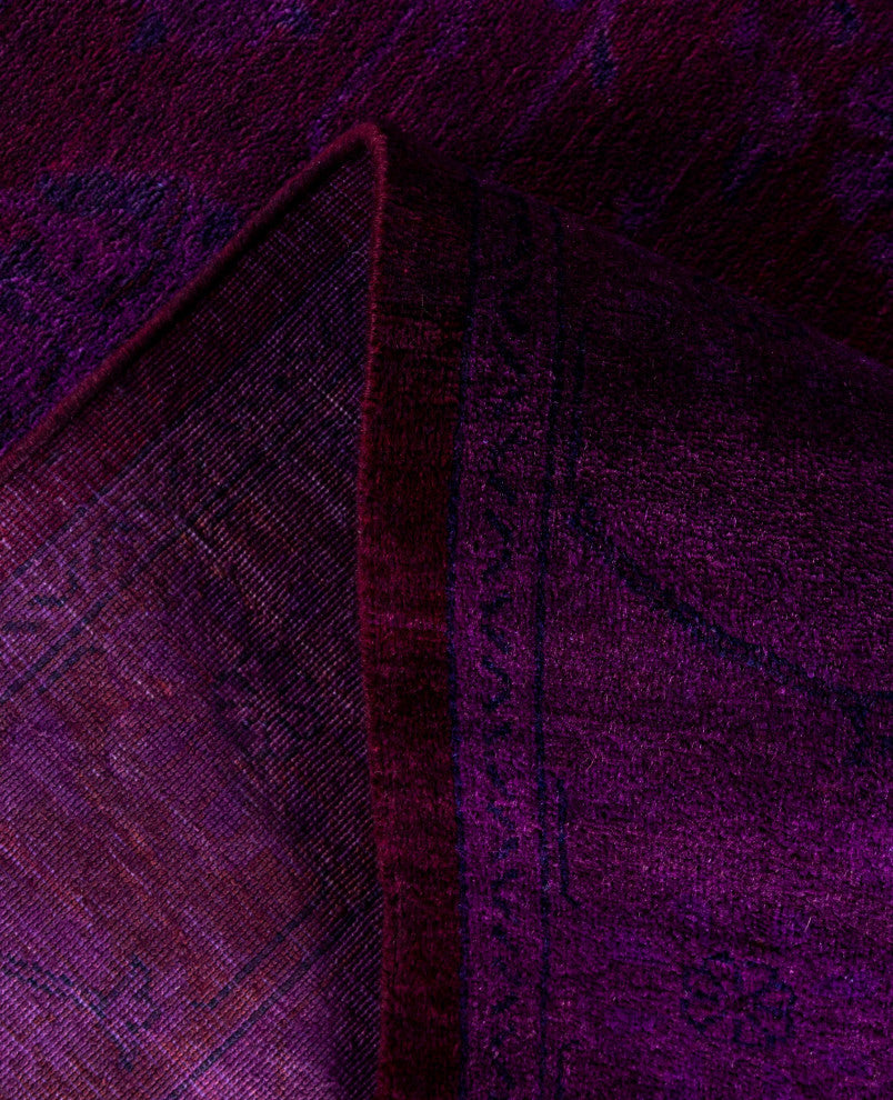 Overdyed One-of-a-Kind Hand-Knotted Area Rug Purple, 9' 1" x 12' 5"