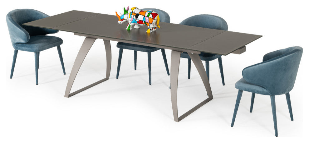 Modrest Croy Extendable Gray Glass Dining Table
