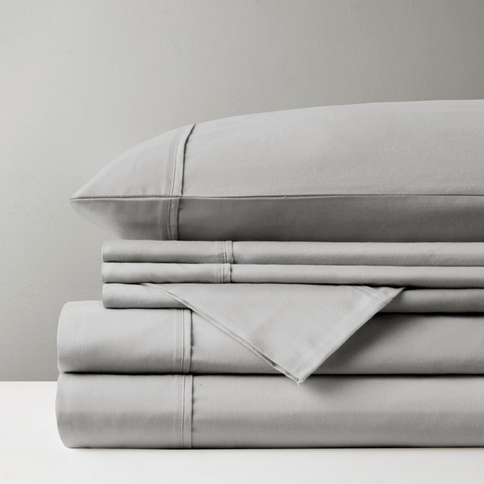 Madison Park 800 Thread Count Cotton-Blend Sateen 6-Piece Sheet Set, Light Grey