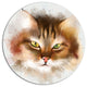Bold Brown Cat Watercolor Sketch, Animal Large Disc Metal Wall Art, 36"