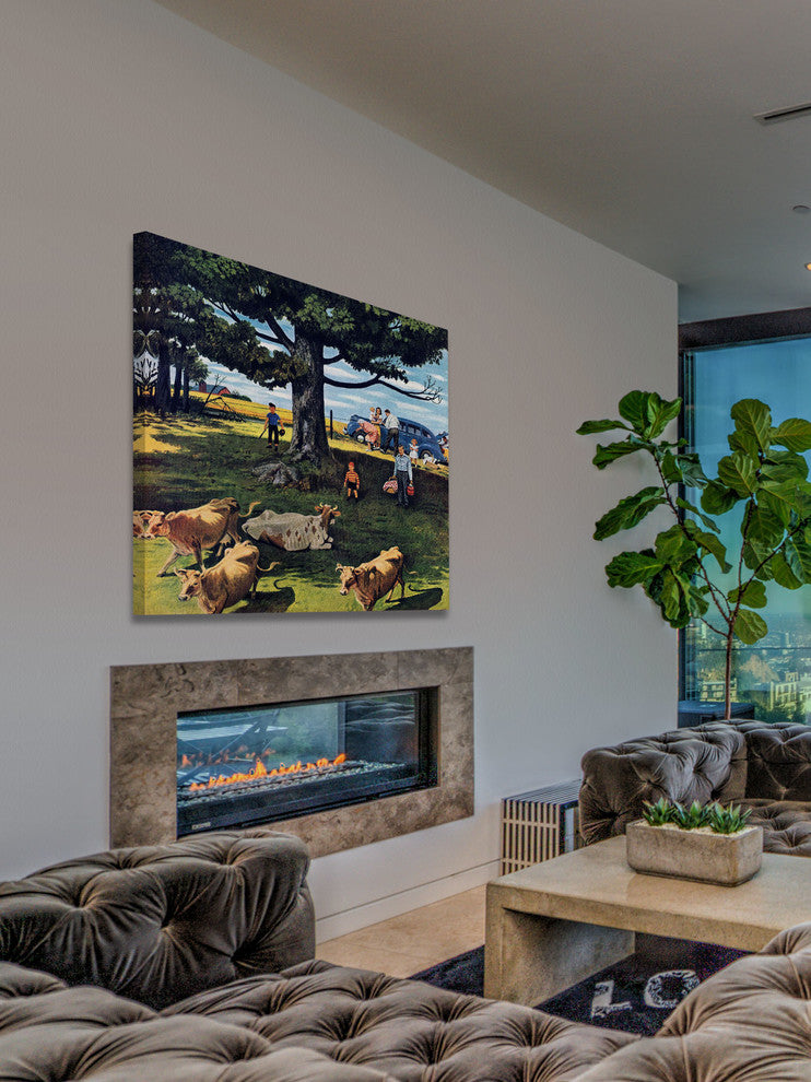 "Shoo the Moos" Painting Print on Canvas by Stevan Dohanos