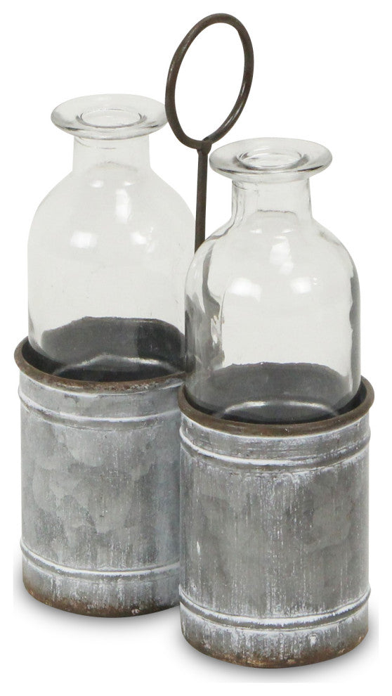 2 Slot Galvanized Metal Jar Holder