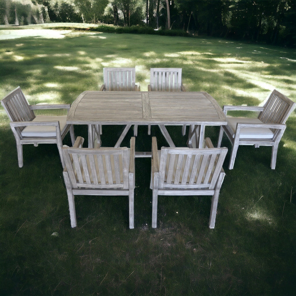 Courtyard Casual Driftwood Gray Teak Surf Side Outdoor Dining Chair with Cushion