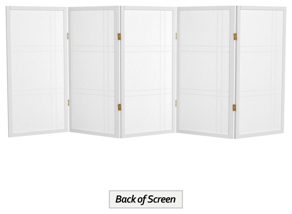 3' Tall Double Cross Shoji Screen, White, 5 Panels