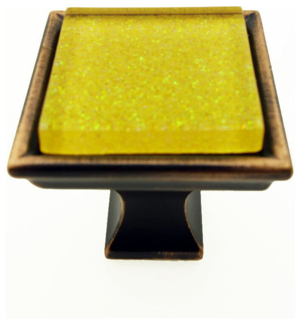 Sparkling Yellow Sand Crystal Glass Oil Rubbed Bronze Madison Classic Knob