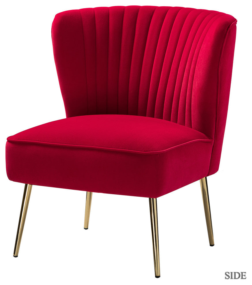 Velvet Accent Dining Chair, Red