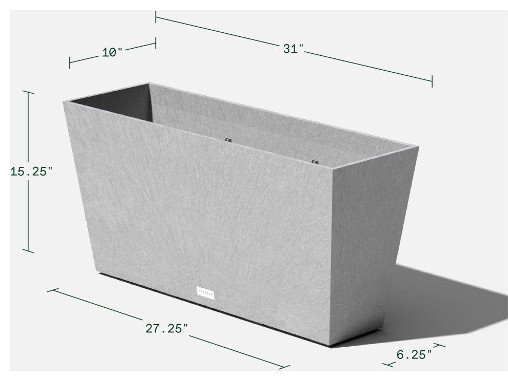 Midori Trough Planter, Grey, 31 Inch, 2 Pack
