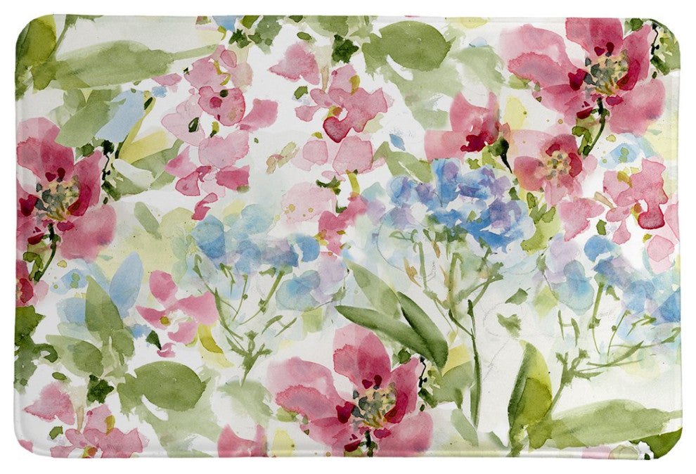 Laural Home Watercolor Floral Bunch Memory Foam Rug