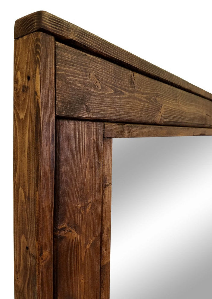 Herringbone Stained Vanity Mirror, Special Walnut, 30"x24", Horizontal