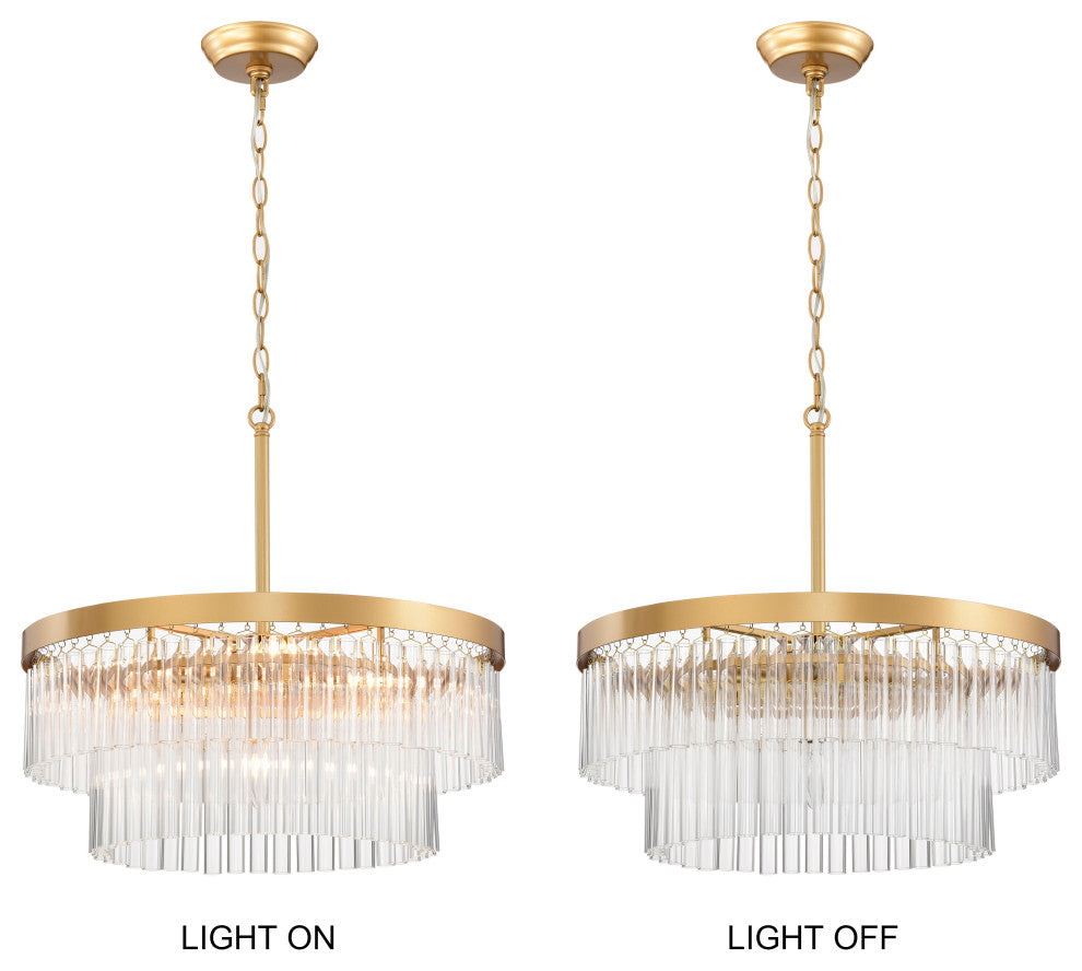 Eva 5-light Two-Tier Crystal Glass Rod Drum Chandelier
