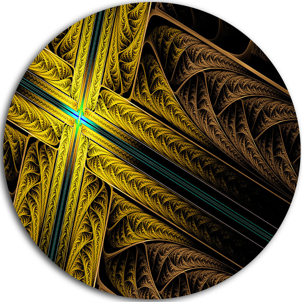 Intricate Multi-Colored Cross, Digital Art Disc Metal Artwork, 11"