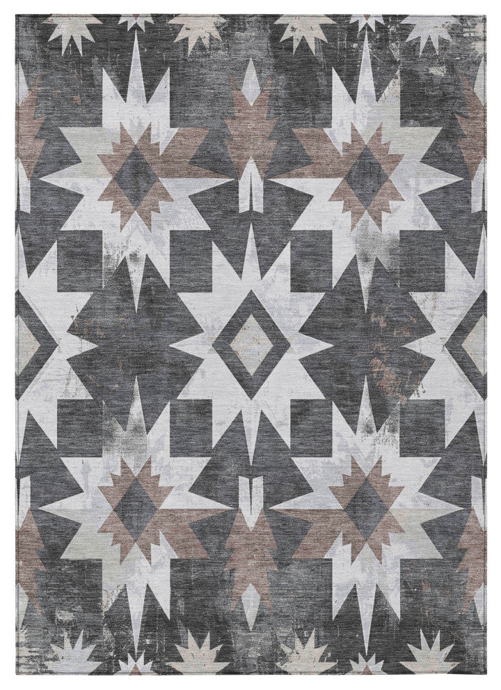 Machine Washable Indoor/Outdoor Chantille ACN1893 Graphite 8' x 10' Rug