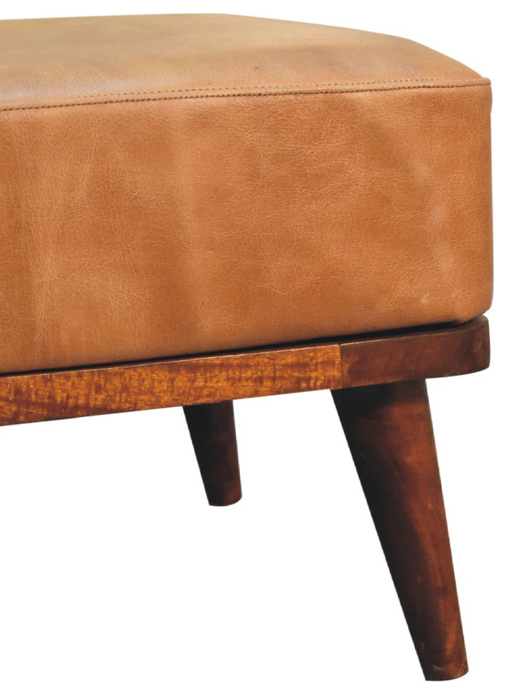 Tan Buffalo Leather Tan Footstool