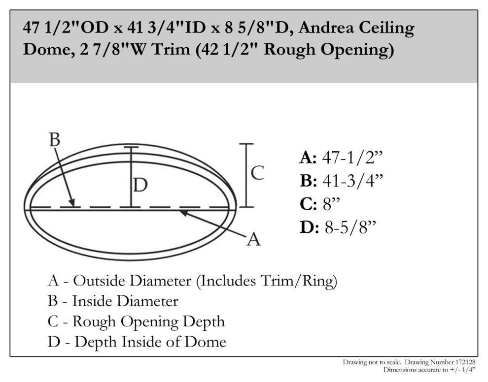 Andrea Ceiling Dome, 2 7/8"W Trim (41 3/8" Diameter x 7"D  Rough Opening)