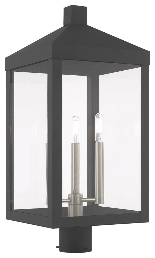 Livex Lighting Scandinavian Gray 3-Light Outdoor Post Top Lantern