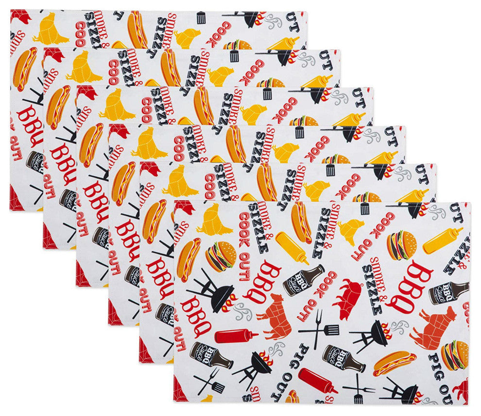 DII Bbq Fun Print Outdoor Placemat, Set of 6
